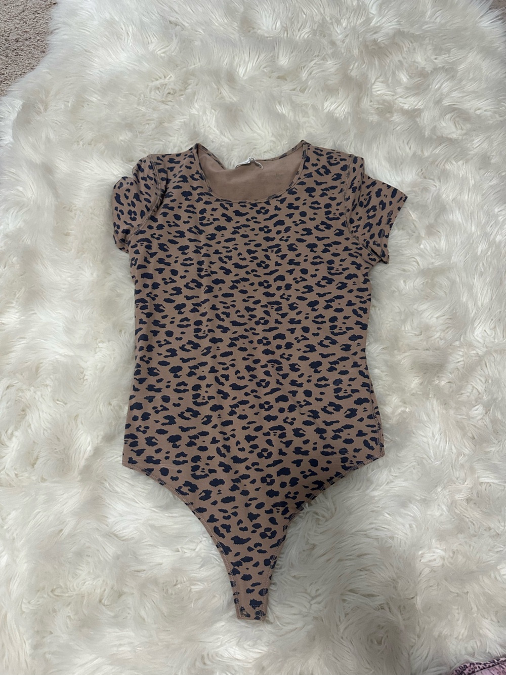Abercrombie & Fitch Leopard Print Short Sleeve Bodysuit - Brown & Black